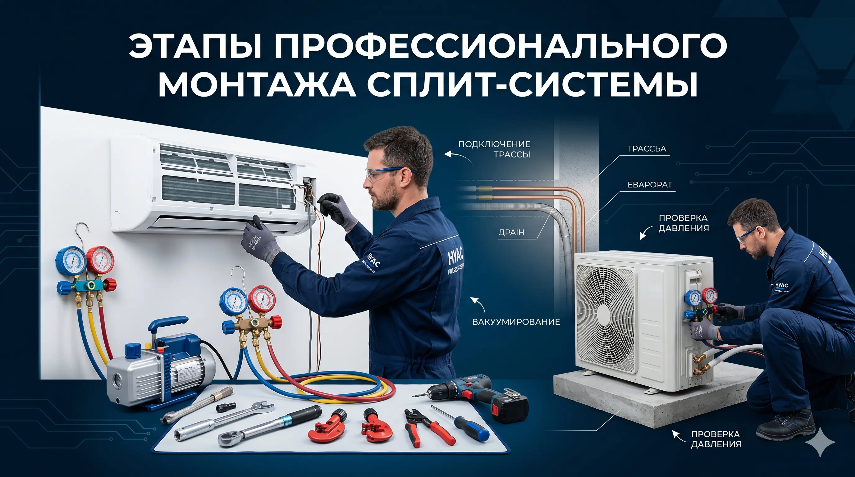 Этапы профессионального монтажа сплит-системы