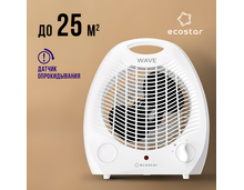 Фото Электрический тепловентилятор ECOSTAR WAVE EFH-W2000DS-WH, 2 режима, механический, белый  — купить в Москве