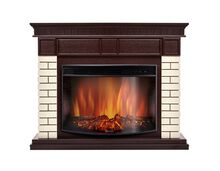 Фото Каминокомплект: Очаг Electrolux EFP/P-2720RLS, портал Bricks 25 камень бежевый, шпон темный дуб  — купить в Москве