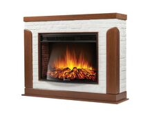 Фото Каминокомплект: Очаг Electrolux EFP/P-3020LS, портал Prestigio 30 камень белый, шпон дуб  — купить в Москве