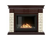 Фото Каминокомплект: Биокамин Firelight BFP/P-2520, портал Bricks 25 камень бежевый, шпон темный дуб  — купить в Москве