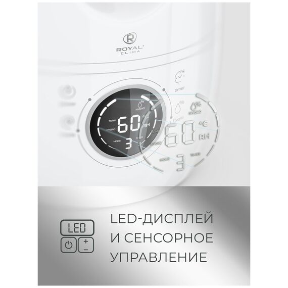 Фото Увлажнитель воздуха с функцией ароматизации Royal Clima RUH-AN300/4.0E-SV, белый/серебристый , изображение 5 — купить в Москве