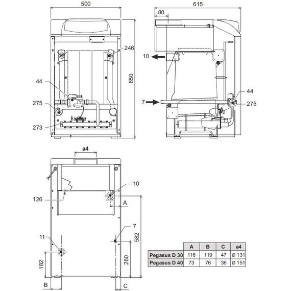 Фото Котел газовый Ferroli PEGASUS D 45 с чугунным теплообменником, напольный, 1 конт, откр. кам. сгор. , изображение 5 — купить в Москве