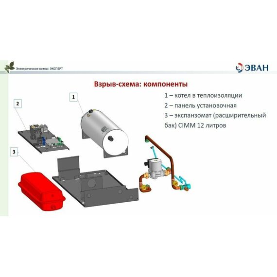 Фото Котел электрический ЭВАН Expert Plus 5 - 5 кВт, 220 / 380 В (с насосом и расшир. баком), для отопления , изображение 7 — купить в Москве
