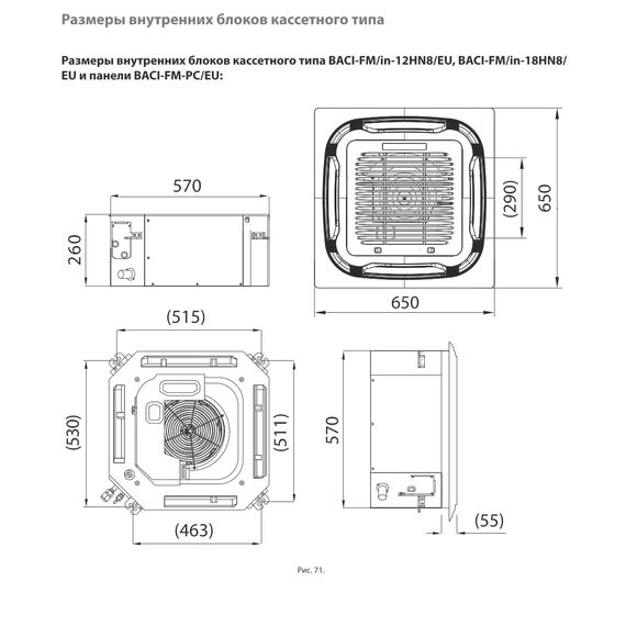 Фото BALLU BACI-FM-18HN8/EU инверторной мульти сплит-системы, кассетного типа , изображение 5 — купить в Москве