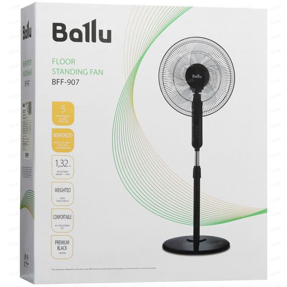 Фото Вентилятор напольный Ballu BFF-907, мощность 45Вт, пластик, 4 скорости, площадь до 24м?, черный , изображение 9 — купить в Москве
