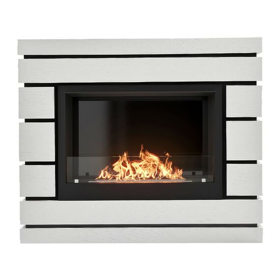 Фото Каминокомплект: Биокамин Firelight BFP/P-2520, портал Moderno 25 шпон белый дуб , изображение 2 — купить в Москве