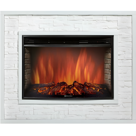 Фото Electrolux Каминокомплект: Очаг Electrolux EFP/P-3320RLS, портал Loft 30 камень белый, белая эмаль  — купить в Москве