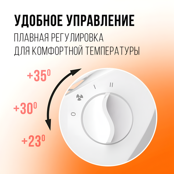 Фото Электрический тепловентилятор ECOSTAR WAVE EFH-W2000DS-WH, 2 режима, механический, белый , изображение 3 — купить в Москве