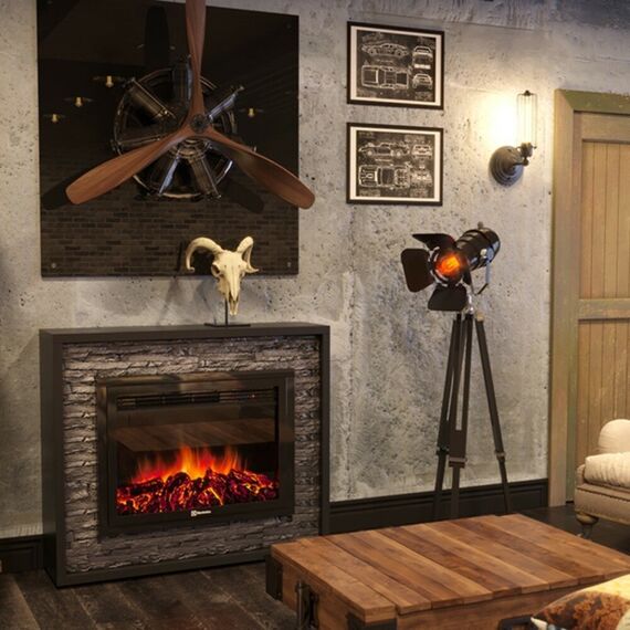 Фото Каминокомплект: Очаг Electrolux EFP/P-3020LS, портал Loft 30 камень черный, черная эмаль , изображение 5 — купить в Москве