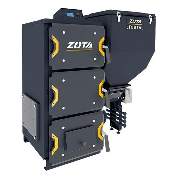 Фото Котел угольный ZOTA Forta 12 кВт (DM) с автоматической подачей топлива (котёл + бункер c мех. под.) , изображение 2 — купить в Москве