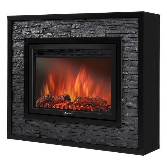 Фото Портал Firelight Loft 30 камень черный, черная эмаль, фронтальный  — купить в Москве