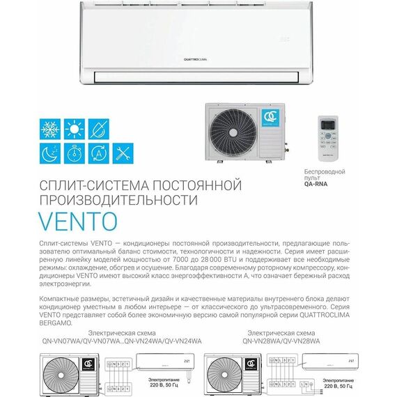 Фото Сплит-система Quattroclima Vento QV-VN09WA/QN-VN09WA , изображение 4 — купить в Москве