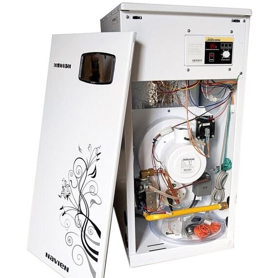 Фото Газовый котел Navien GST-40KN, двухконтурный, напольный, белая/черная модель , изображение 15 — купить в Москве
