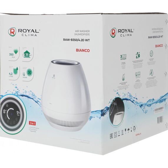 Фото Мойка воздуха Royal Clima Bianco RAW-B350/4.2E-WT 15Вт белый , изображение 10 — купить в Москве