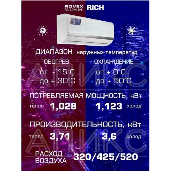Фото Сплит-система Rovex Rich RS-12MUIN1 , изображение 2 — купить в Москве