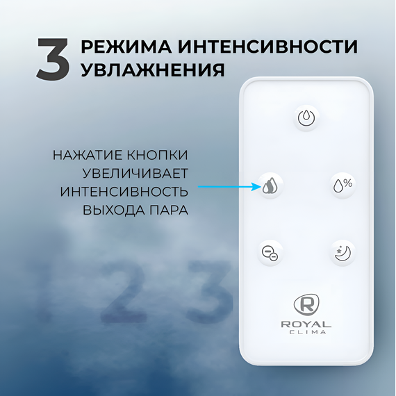 Фото Увлажнитель воздуха ультразвуковой ROYAL CLIMA LAURO PRO, RUH-LRP320/3.7E-WT , белый , изображение 7 — купить в Москве
