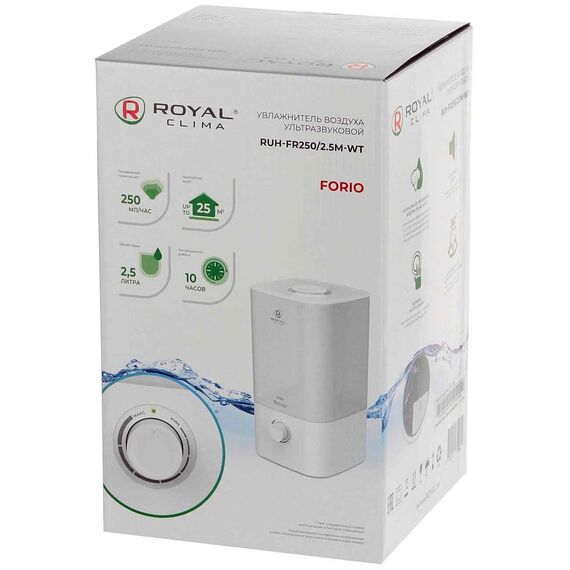 Увлажнитель воздуха Royal Clima Forio (RUH-FR250/2.5M-WT) RU, белый — цены на маркетплейсе Conditioner.Market Фото Увлажнитель воздуха Royal Clima Forio (RUH-FR250/2.5M-WT) RU, белый , изображение 4 — купить в Москве