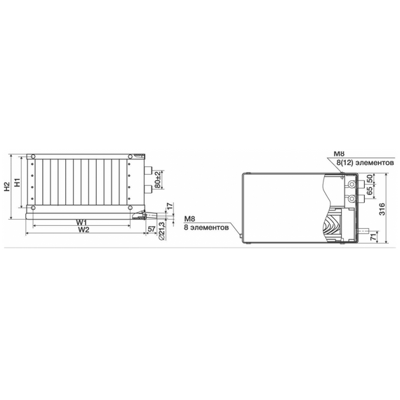 Фото Shuft Водяной охладитель SHUFT WHR-W 400*200-3 для прямоугольных каналов , изображение 4 — купить в Москве