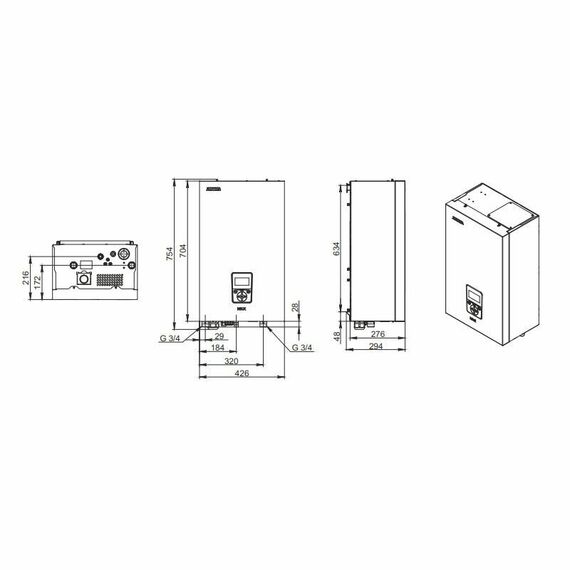 Фото Электрический котел отопления ZOTA MK-X, настенный, однофазный/трехфазный, 8 кВт , изображение 9 — купить в Москве