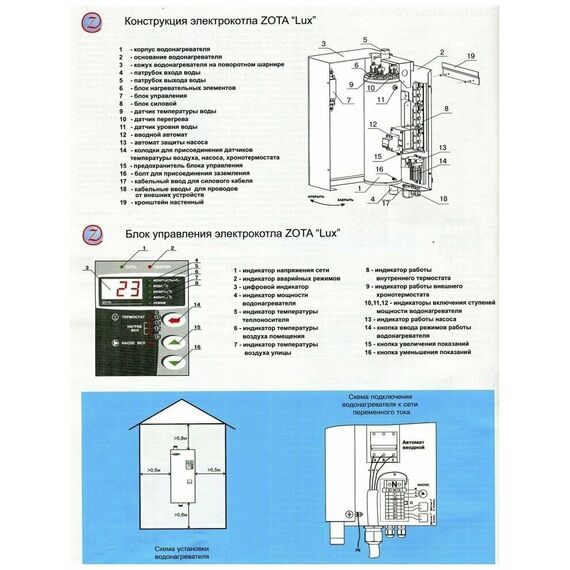 Фото Электрический котел ZOTA Lux, настенное крепление, 9кВт, черный , изображение 9 — купить в Москве