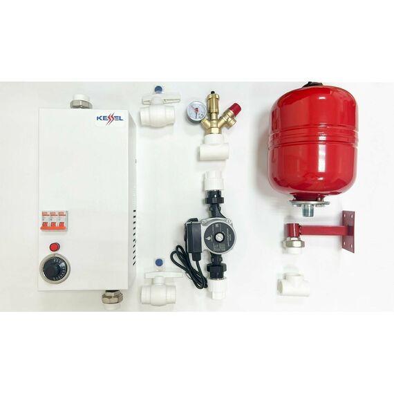 Фото Котел электрический Kessel ЭВП 12Квт (насос циркуляционный 25-60, группа безопасности, расширительный бак с кронштейном) , изображение 7 — купить в Москве
