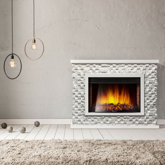 Фото Каминокомплект: Очаг Electrolux EFP/P-3320RLS с порталом Quadro 30 камень песчаник античный бел , изображение 9 — купить в Москве