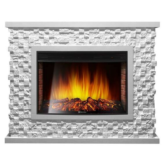 Фото Каминокомплект: Очаг Electrolux EFP/P-3320RLS с порталом Quadro 30 камень песчаник античный бел , изображение 4 — купить в Москве