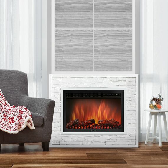 Фото Каминокомплект: ОчагElectrolux EFP/P-3020LS с порталом Loft 30 камень белый, белая эмаль , изображение 4 — купить в Москве