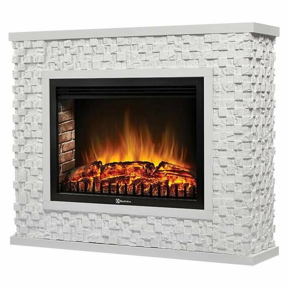 Фото Каминокомплект: Очаг Electrolux EFP/P-3320RLS с порталом Quadro 30 камень песчаник античный бел , изображение 7 — купить в Москве