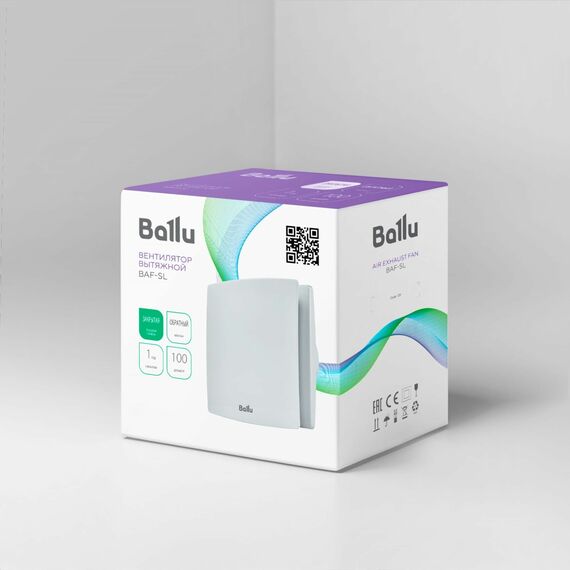 Фото Вытяжной вентилятор Ballu BAF-SL 100 V с обратным клапаном , изображение 7 — купить в Москве