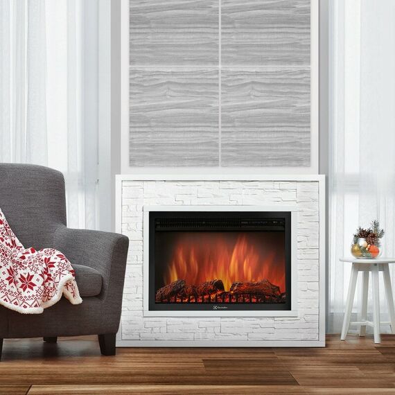 Фото Каминокомплект: ОчагElectrolux EFP/P-3020LS с порталом Loft 30 камень белый, белая эмаль , изображение 5 — купить в Москве