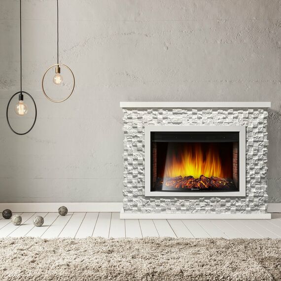 Фото Каминокомплект: Очаг Electrolux EFP/P-3320RLS с порталом Quadro 30 камень песчаник античный бел , изображение 5 — купить в Москве