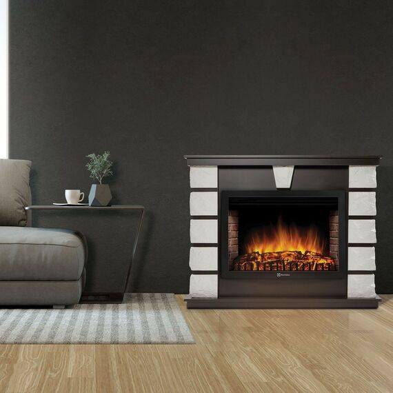 Фото Каминокомплект: Очаг Electrolux EFP/P-2520LS N, портал Excalibur 25 камень белый , изображение 5 — купить в Москве