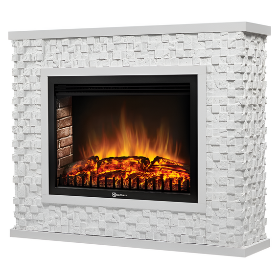 Фото Каминокомплект: Очаг Electrolux EFP/P-3320RLS с порталом Quadro 30 камень песчаник античный бел  — купить в Москве