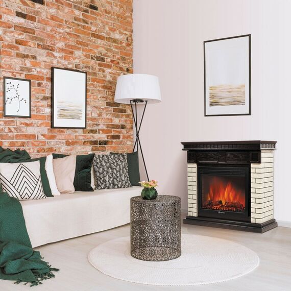 Фото Каминокомплект: Очаг Electrolux EFP/P-2720RLS, портал Bricks 25 камень бежевый, шпон темный дуб , изображение 4 — купить в Москве