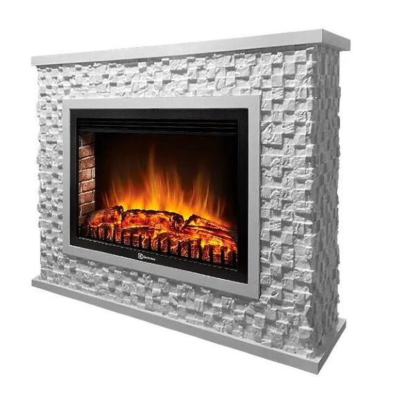 Фото Каминокомплект: Очаг Electrolux EFP/P-3020LS с порталом Quadro 30 камень песчаник античный бел , изображение 3 — купить в Москве