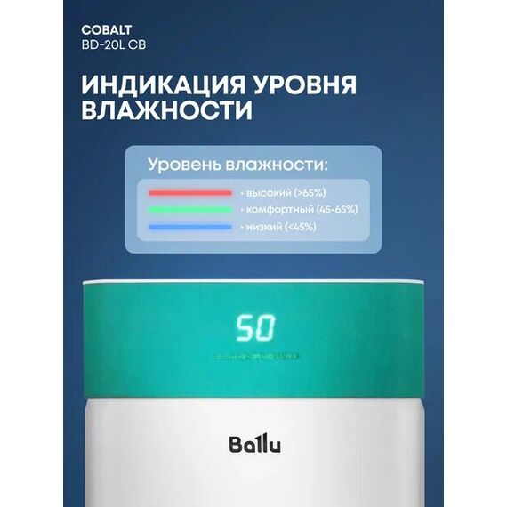 Фото Осушитель воздуха Ballu Cobalt, для бытового использования, площадь помещения до 30 м?, 20 л , изображение 14 — купить в Москве