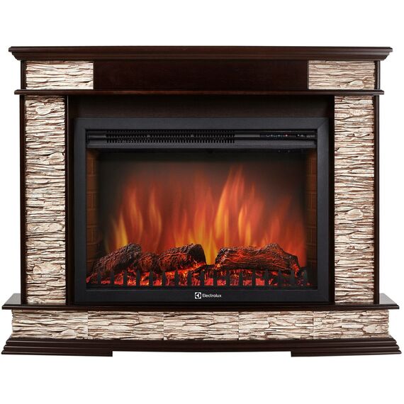 Фото Каминокомплект: Очаг Electrolux EFP/P-3020LS, портал Scala 30 сланец скалистый бурый, шпон тёмный дуб  — купить в Москве
