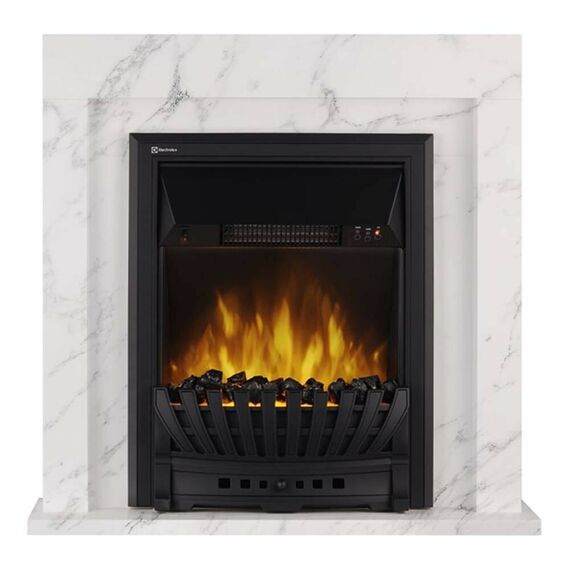 Фото Каминокомплект: Очаг Electrolux EFP/P-1020LS, портал Simple Classic белый мрамор  — купить в Москве