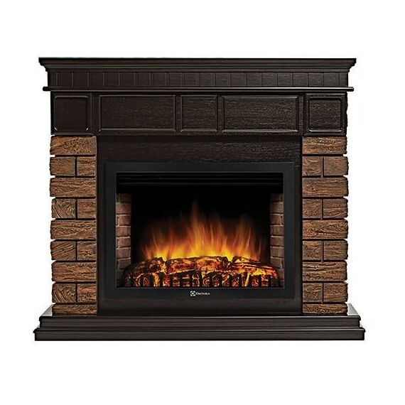 Фото Каминокомплект: Очаг Electrolux EFP/P-3320RLS, портал Bricks Wood 30 камень темный, шпон венге , изображение 6 — купить в Москве