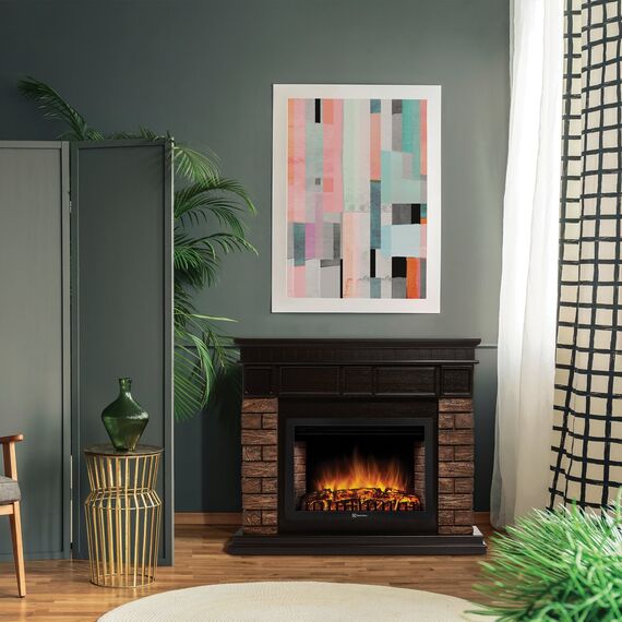 Фото Каминокомплект: Очаг Electrolux EFP/P-3320RLS, портал Bricks Wood 30 камень темный, шпон венге , изображение 4 — купить в Москве