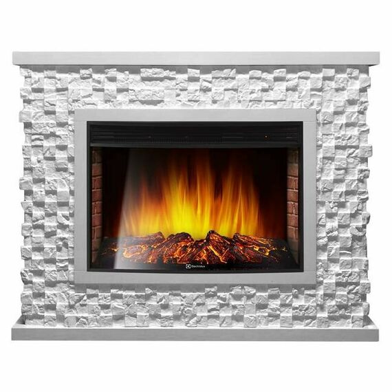 Фото Каминокомплект: Очаг Electrolux EFP/P-3320RLS с порталом Quadro 30 камень песчаник античный бел , изображение 6 — купить в Москве