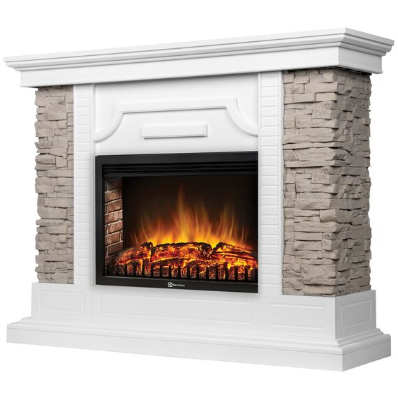 Фото Каминокомплект: Очаг Electrolux EFP/P-2520LS N, портал Florida 25 белый, серый  — купить в Москве