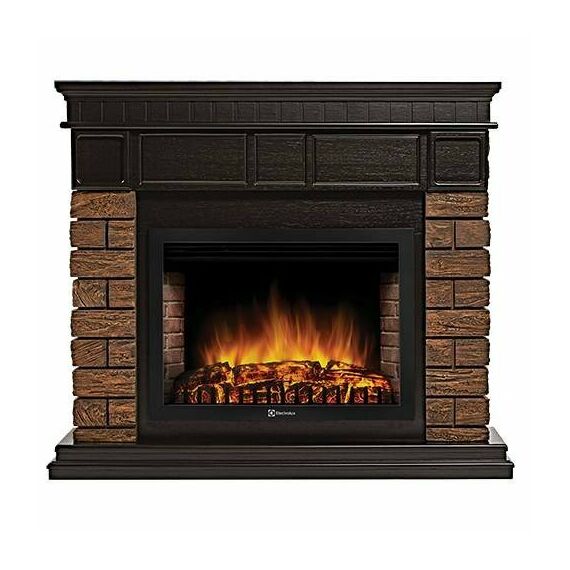 Фото Каминокомплект: Очаг Electrolux EFP/P-3320RLS, портал Bricks Wood 30 камень темный, шпон венге , изображение 2 — купить в Москве