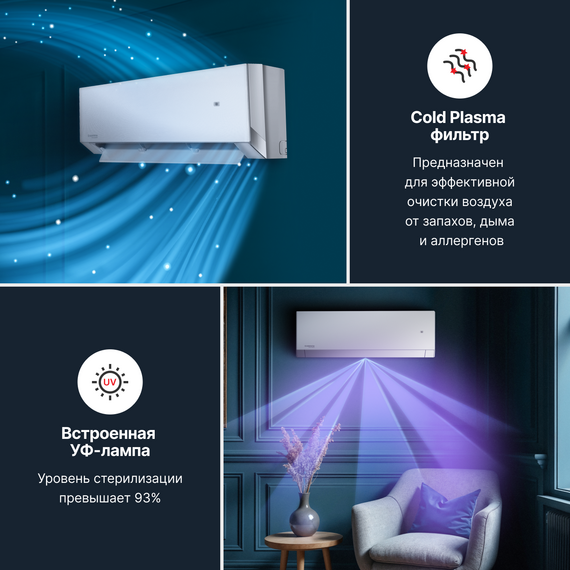 Сплит-система Kentatsu Tamashi Inverter KSGTA26HZRN1/KSRTA26HZRN тепловой насос, изображение 5