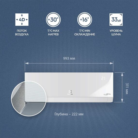 Фото Сплит-система Electrolux Enterprise Super DC EACS/I-24HEN-WHITE/N8_24Y , изображение 2 — купить в Москве