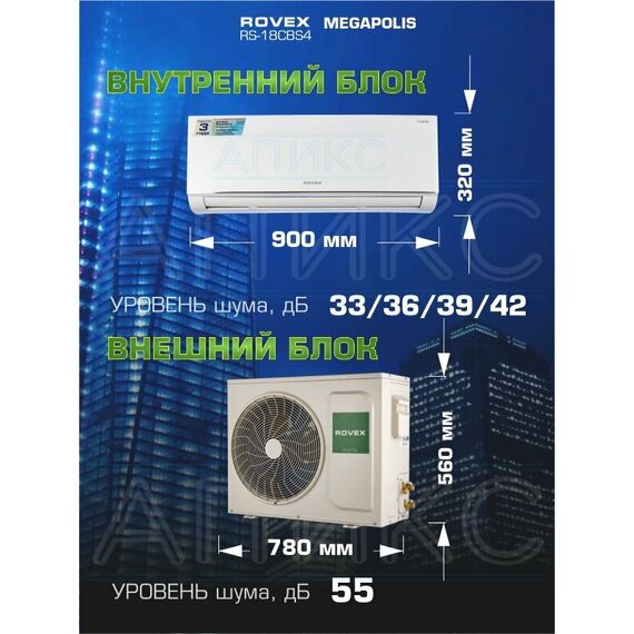 Фото Сплит-система Rovex Megapolis RS-18CBS4 , изображение 3 — купить в Москве
