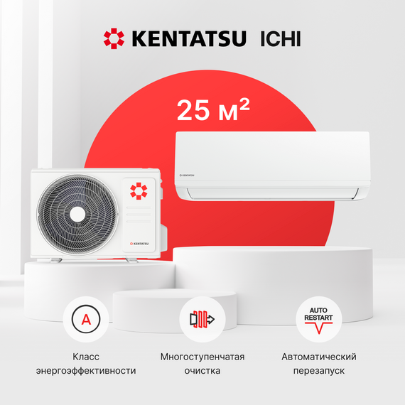 Фото Сплит-система Kentatsu Ichi KSGI26HFAN1/KSRI26HFAN1 на 25 кв.м, белый  — купить в Москве