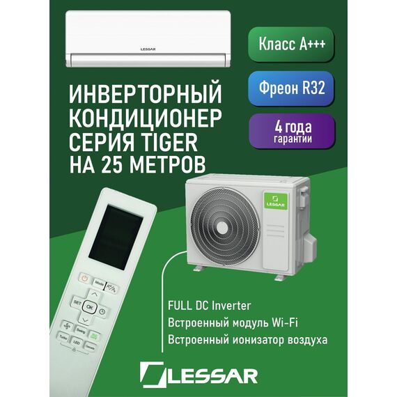 Фото Сплит-система инверторная Lessar Tiger DC Inverter LS-HE09KBE2/LU-HE09KBE2 , изображение 12 — купить в Москве